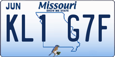 MO license plate KL1G7F