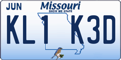 MO license plate KL1K3D