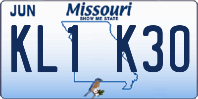 MO license plate KL1K3O