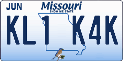 MO license plate KL1K4K