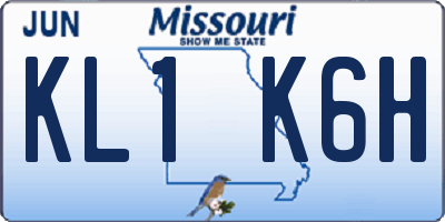 MO license plate KL1K6H