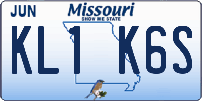 MO license plate KL1K6S