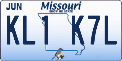 MO license plate KL1K7L