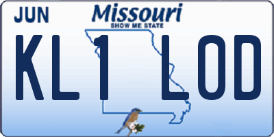 MO license plate KL1L0D