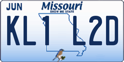MO license plate KL1L2D