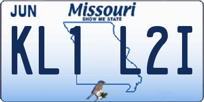 MO license plate KL1L2I