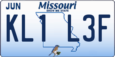 MO license plate KL1L3F