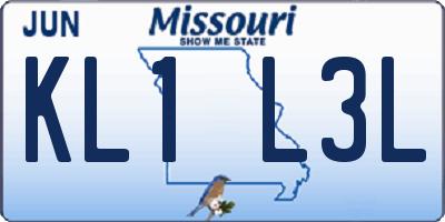 MO license plate KL1L3L