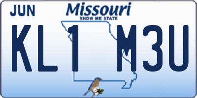 MO license plate KL1M3U