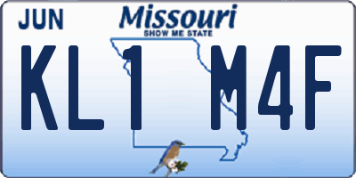 MO license plate KL1M4F