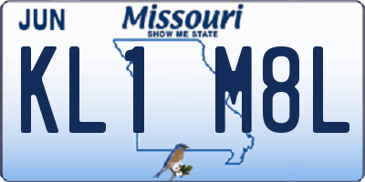 MO license plate KL1M8L