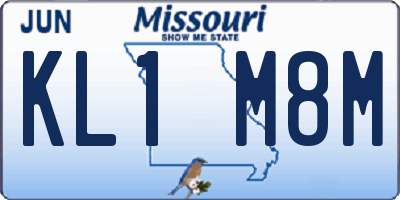 MO license plate KL1M8M
