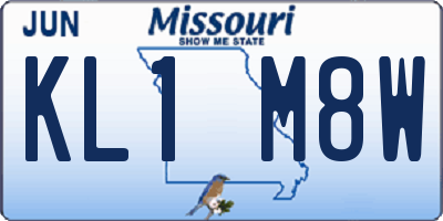 MO license plate KL1M8W