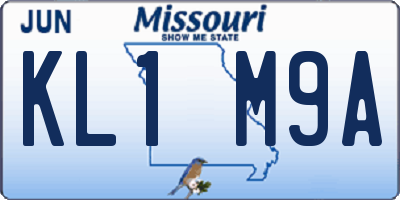 MO license plate KL1M9A