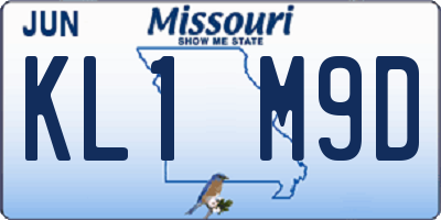 MO license plate KL1M9D