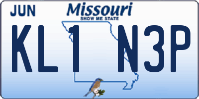MO license plate KL1N3P
