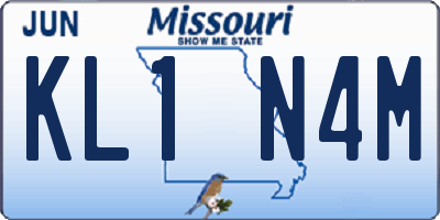MO license plate KL1N4M