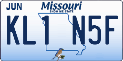 MO license plate KL1N5F