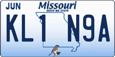 MO license plate KL1N9A
