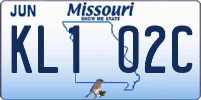 MO license plate KL1O2C