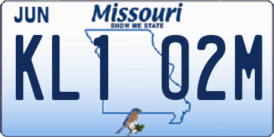 MO license plate KL1O2M