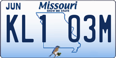 MO license plate KL1O3M