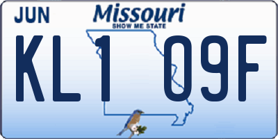 MO license plate KL1O9F