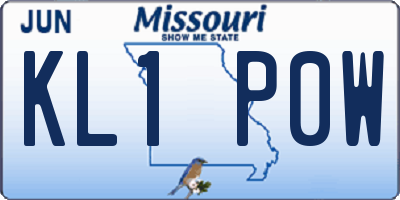 MO license plate KL1P0W