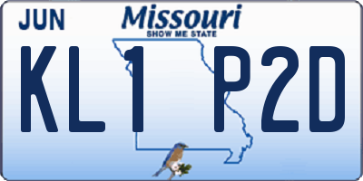 MO license plate KL1P2D