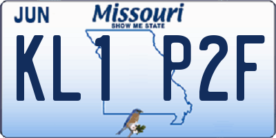 MO license plate KL1P2F
