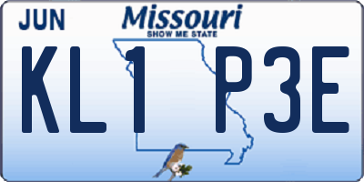 MO license plate KL1P3E