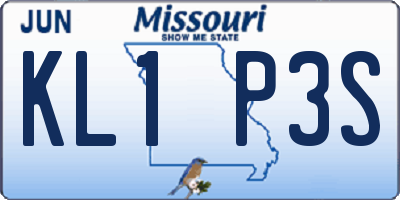 MO license plate KL1P3S
