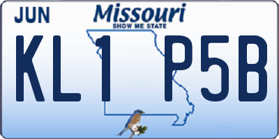 MO license plate KL1P5B