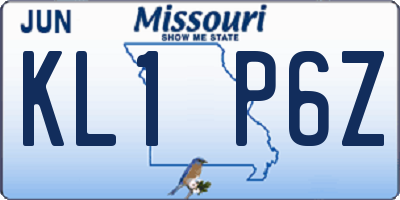 MO license plate KL1P6Z