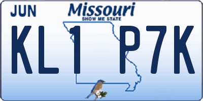 MO license plate KL1P7K