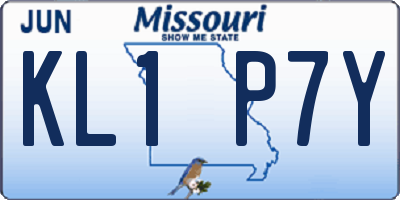 MO license plate KL1P7Y