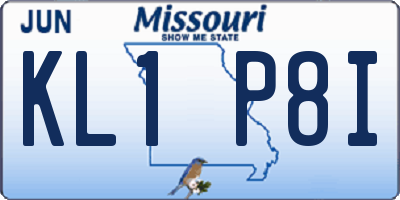 MO license plate KL1P8I