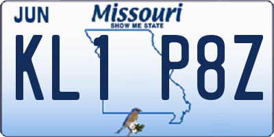 MO license plate KL1P8Z