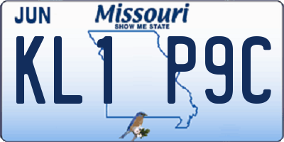 MO license plate KL1P9C