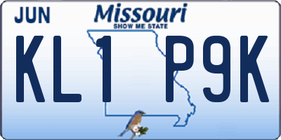 MO license plate KL1P9K