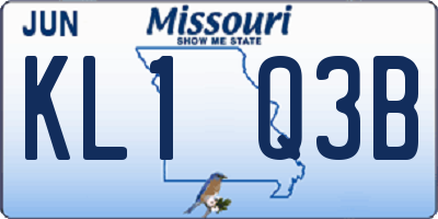 MO license plate KL1Q3B