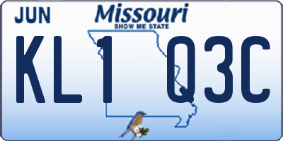 MO license plate KL1Q3C