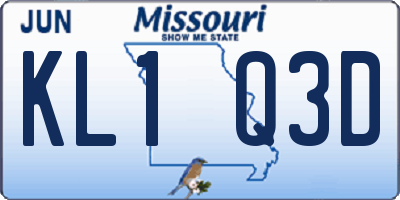 MO license plate KL1Q3D
