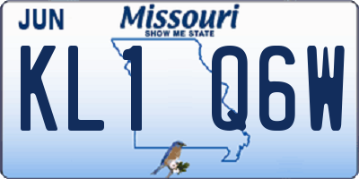 MO license plate KL1Q6W