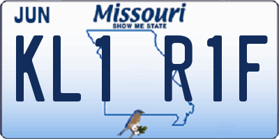 MO license plate KL1R1F