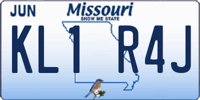 MO license plate KL1R4J