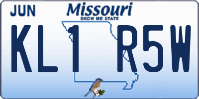 MO license plate KL1R5W