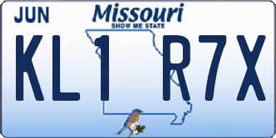 MO license plate KL1R7X