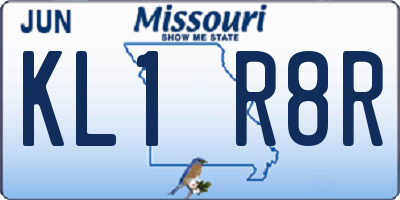 MO license plate KL1R8R