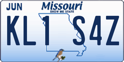 MO license plate KL1S4Z